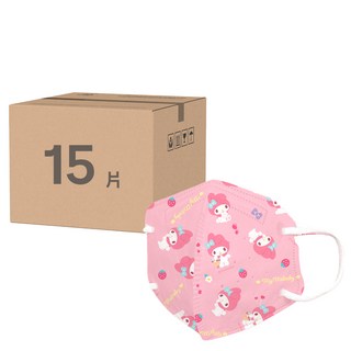 ONEDER 旺達棉品 兒童立體口罩, 15片, 1組, 美樂蒂/滿版