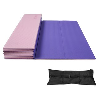 QMAT 環保POE摺疊瑜珈墊 附尼龍拉鍊袋, 淺粉 + 紫色, 1個