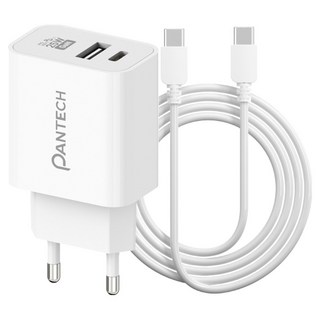 팬택 25W 2포트 초고속충전기 + 45W CtoC 케이블 2m 세트, 1세트, 화이트