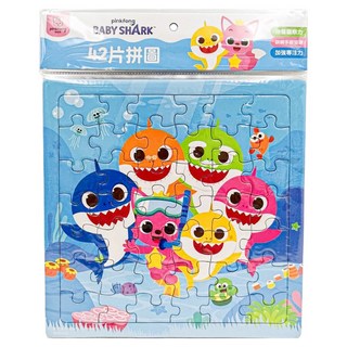 pinkfong 碰碰狐 BABYSHARK 中型拼圖 I3 PUZ0115I3, 藍色, 1個, 42片