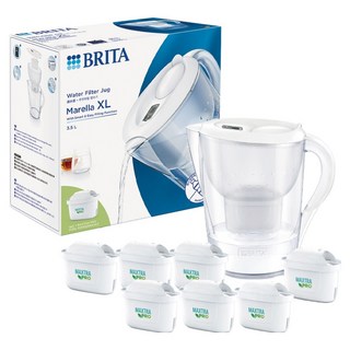 BRITA Marella 馬利拉濾水壺 3.5L + MXPRO 全效型濾芯 7個, 白色, 1組