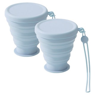 더자카 실리콘 다용도 접이식 양치컵 FREE, 블루, 2개