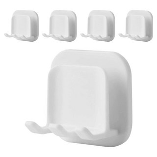 雙位無痕牙刷架5件組, 1套, 白色