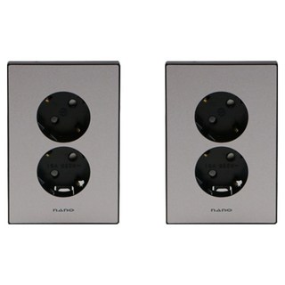 nano Art2 Simple 雙孔嵌入式接地插座 珍珠灰, 2個