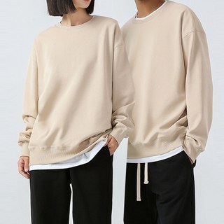 Elso 中性款大尺碼刷毛大學T