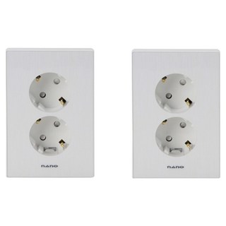 nano Art2 2孔簡約嵌入式接地插座 白色, 2個
