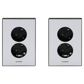 nano ART2 2孔 簡約嵌入式接地插座 黑色, 2個