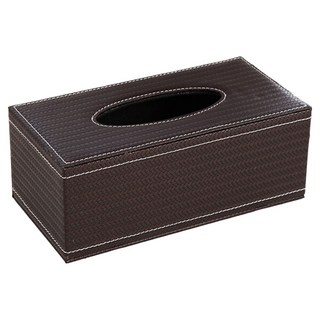 橡合杉 皮革紙抽盒, 1個, 麥穗紋 深棕色