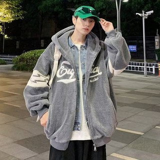 Elsso 男士冬季大尺碼寬鬆刷毛羊羔毛外套