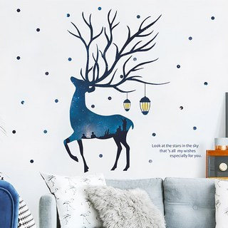 WA WALL ART 星空麋鹿 防水PVC無痕設計壁貼 FX-C140, 彩色