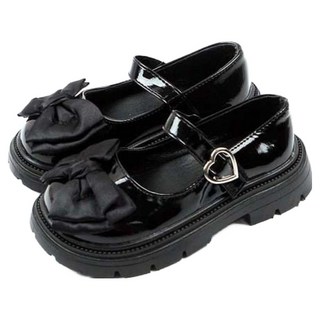 Lulushu 黑色領飾蝴蝶結鞋 CX194