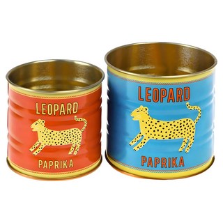 Rex LONDON 罐頭造型筆筒2件組 7.5cm, 豹, 1套