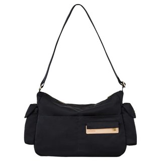 satana Soldier 輕盈通勤斜背包, 亮黑色