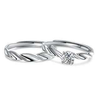 Sayaka紗彌佳 925純銀環繞愛情簡約鑲鑽造型對戒