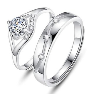 Sayaka紗彌佳 925純銀星語心願簡約鑲灒造型對戒