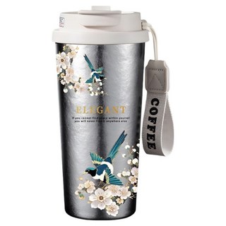 SUNORO 鈴蘭純鈦保溫杯, 花鵲舞 多色, 1個, 500ml