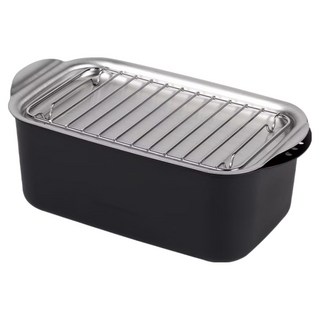 QUASI 忠寬 電磁爐適用 方型油炸鍋 附濾油網盤 1575, 1個, 黑色, 24cm