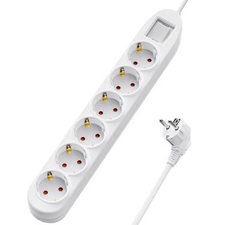 TGIC 16A 接地過載保護阻燃材質6孔延長線 TGTAP-69J, 5m, 1個, 白色