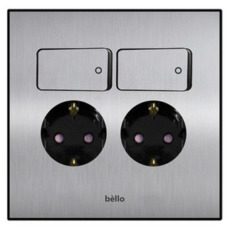 winners Bello 附開關2孔插座 銀色, 1個