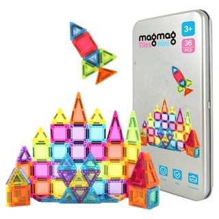 Jentoy Magmag Tiles 迷你磁力積木 36p, 1個, 混合顏色