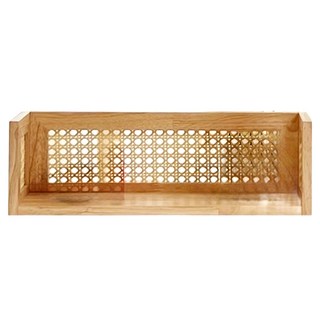 實木藤編單層置物架, 1個, 木製