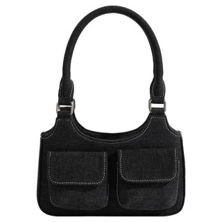 MDMS 牛仔風肩背小方包, 黑色