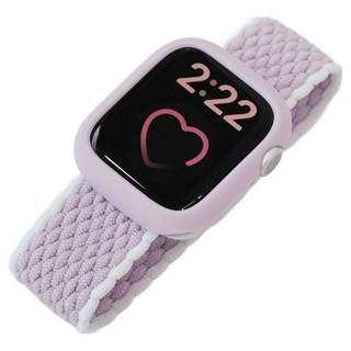 우먼스9999 애플워치 호환 브레이드 솔로루프 패브릭 스트랩 밴드 L, 화이트라벤더, 1개