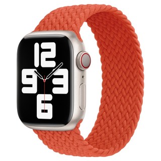 우먼스9999 애플워치 호환 브레이드 솔로루프 패브릭 스트랩 밴드 L, 일렉트릭오렌지, 1개