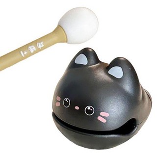 寧靜早晨 帶來心靈平靜的可愛動物木魚系列 黑色貓咪, 1個, 單一商品