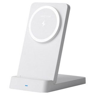 유니콘 15W 접이식 PD3.0 QC3.0 지원 스탠드 맥세이프 고속무선충전기 ZQ-M15W, 화이트, 1개