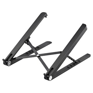 ANTIAN Macbook 折疊便攜式散熱筆電支架/筆記本電腦桌面增高架/可升降穩固支撐墊高架 17吋以下通用, 1個, 黑色