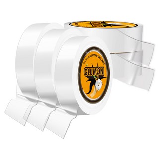 Glumon 無痕超強力矽膠透明凝膠奈米雙面膠帶 24mm x 3m, 5個