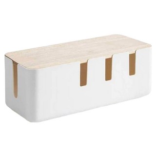 Greenful 白橡木實木電線收納盒, 1個, 白橡木色