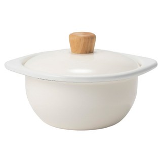 FUJIHORO Japan COTTON 迷你琺瑯鍋 1.2L, 15cm, 1個, 溫潤白