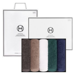 Songwol 松月 Point 40 高磅數飯店毛巾 200g 40支精梳棉 5件組 + 提袋, 1套, 白色, 綠色, 深藍色, 棕色, 淺棕色