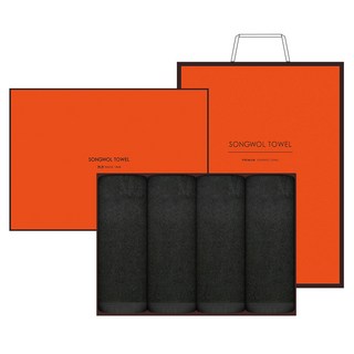 Songwol 松月 Point 40 毛巾 200g 40支 + 購物袋, 毛巾(黑色), 橘色(盒, 購物袋), 4個