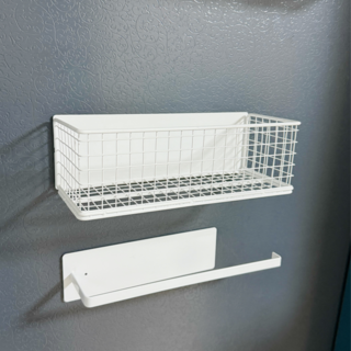 슈랜헤이 현관문 냉장고 다용도 자석선반 타올걸이 세트, 화이트, 1세트