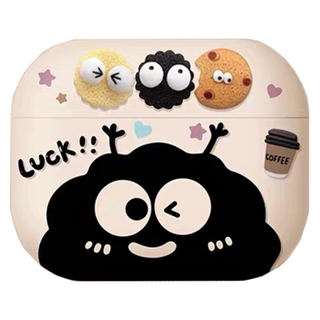 悍妞 可愛AirPods保護 AirPods 4 保護殼, 1個, 黑色煤炭球, 單一商品