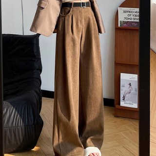 Goodif 女款高腰燈芯絨寬褲