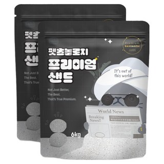 펫츠놀로지 프리미엄 샌드 천연 소디움 벤토나이트 고양이 모래, 6kg, 2개, 무향