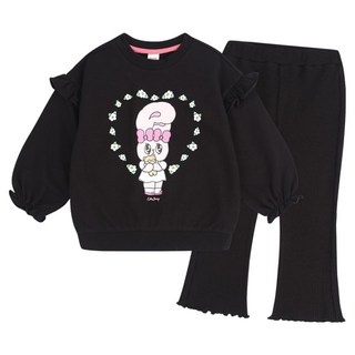 Esther Bunny Little花朵愛心荷葉邊喇叭褲上下套裝