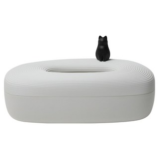 QUALy 鵝卵石衛生紙盒 L, 1個, 黑貓