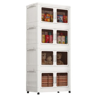 ONE HOUSE 阪藤加深款折疊收納櫃 200L OH-R122-B5642, 透咖色 + 月光白, 4層