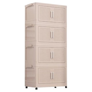 ONE HOUSE 阪藤加深款折疊收納櫃 200L OH-R122-5603, 實色 + 奶茶岩, 4層