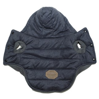 QIDINA 寵物鋪棉保暖法蘭羊羔絨連帽衣, 1個, 藏藍色