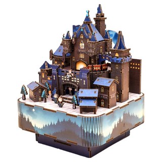 上手家居 DIY立體拼圖音樂盒 八音盒/3D立體拼圖/3D拼圖/手作材料包, 魔森城域 多色, 1個, 100片