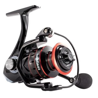 Rooblinos 輕型金屬紡車輪旋轉捲線器 海水淡水通用, 黑色 + 紅色, HJ1000