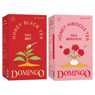 도밍고 꿀홍차 1.5g 20p + 꿀히비스커스 1.5g 20p 티백 세트, 1세트