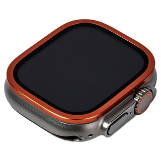 w9999 Apple Watch Ultra 相容強化玻璃金屬錶圈保護殼, 1個, 橘色