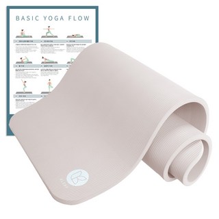 아리프 NBR 요가매트 20mm + 운동 가이드 포스터 세트, 라이트 베이지, 1세트